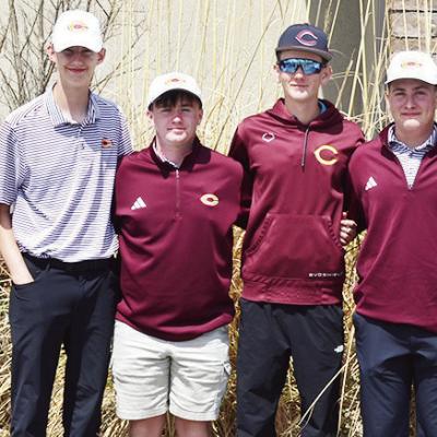 Clinton’s boys’ golf team is all smiles after completing the conference tournament at Prairie West Golf Course in Weatherford. Pictured from left are Sy Foster, Snider Dowdell, Landyn Kunsman, Rayden Walker, Jeter King, Caber Johnson, Conner Meget and Clinton’s boys’ golf team is all smiles after completing the conference tournament at Prairie West Golf Course in Weatherford. Pictured from left are Sy Foster, Snider Dowdell, Landyn Kunsman, Rayden Walker, Jeter King, Caber Johnson, Conner Meget and