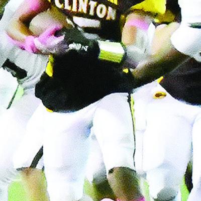 No. 5 Jesus Gutierrez holds on to the ball tight as he hustles away from Elk City defenders during Clinton’s win over the Elks in the Tornado Bowl Friday. CDN | John Kinsey