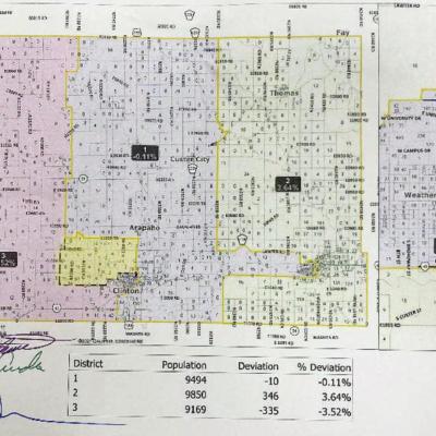 This map shows new district boundaries approved and established by the Custer County Commissioners. Commissioners approve new districts