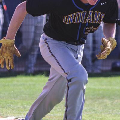 Carson Kinder reaches safely in the third inning. Kinder went 1-for-2 and scored Arapaho-Butler’s first run in its 3-1 win over ninth-ranked Hydro-Eakly Monday evening. CDN | Adam Ewing No. 12 Arapaho-Butler takes down Hydro-Eakly