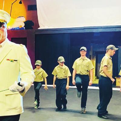Sean Williams, as General Gengus Khan Schmitz, gives military marching orders to boy soldiers, from left, Truman Bluth, Will Kindsfather, Wade Showers, Joe Kindsfather, Curtis Turney and Wylder Smith. CDN | Courtesy Photo ‘Seussical the Musical’ shouldn’t be missed
