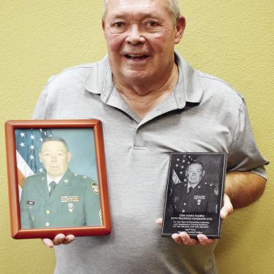 Command Sergeant Major James Radke holding memories of a life in the service. CDN | Caleb Blanchard Radke enjoyed lengthy career serving in military
