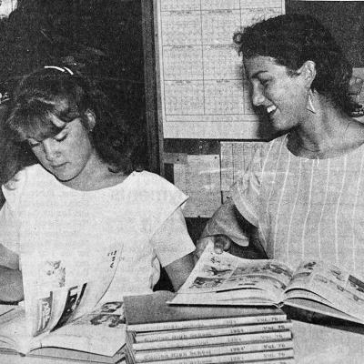The 1984 Clinton High School yearbooks were in at the CHS office. Looking over the books were Jami Clower and Cris Hart CLINTON’S HISTORY 10, 20, 30 AND 40 YEARS AGO