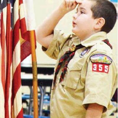 Young patriot salutes