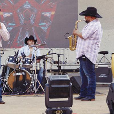 Performing in the band