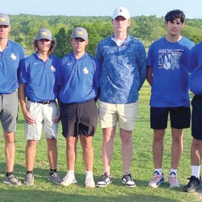 Arapaho-Butler boys’ golf qualified for the state tournament for the first time in program history after finishing runner-up at regionals. Pictured, from left: Head coach-Jay Edelen, Brett Griffith, Clint Powell, Ryan Schoeppach, Caanan Read, Gage Grube Arapaho-Butler boys’ golf qualifies for state tourney