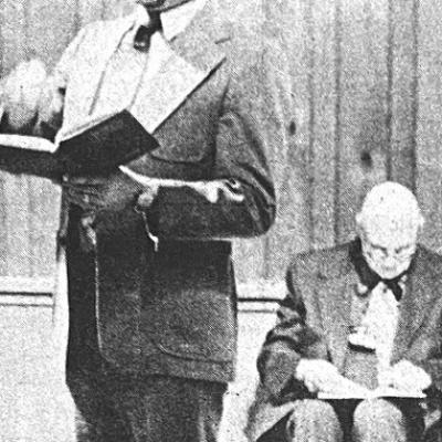 40 YEARS AGO Carlos Newcomb (standing) and Lawrence Wise alternated gospel song selections before jointly leading the crowd in old favorite hymns during the Cheyenne-Arapaho Brush Arbor church service sponsored by the Clinton Ministerial Alliance. CLINTON’S HISTORY 10, 20, 30 AND 40 YEARS AGO