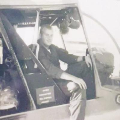 Don Meyer prepares for takeoff in the rescue helicopter he flew in Vietnam in Thailand where he assisted with rescue missions. Meyer served on many rescue missions