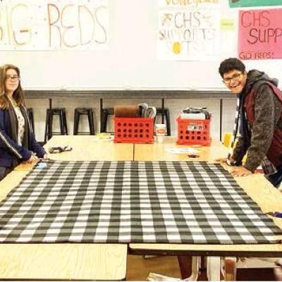 Students work on giving project