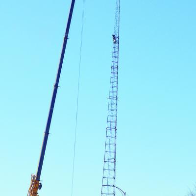 A crane was used to help workers disassemble pieces of the, now decommissioned, radio tower at the Oklahoma Highway Patrol Troop H Headquarters Monday afternoon. CDN | Micah Ashcraft