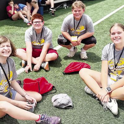 Members of Clinton’s Special Olympics team are all smiles while they hang out waiting for their time to play bocce ball during the Special Olympics Summer Games in Stillwater. Pictured, from left, are Raylei Harrel, Kenneth Williams, SJ Adkinson and Lil Members of Clinton’s Special Olympics team are all smiles while they hang out waiting for their time to play bocce ball during the Special Olympics Summer Games in Stillwater. Pictured, from left, are Raylei Harrel, Kenneth Williams, SJ Adkinson and Lil
