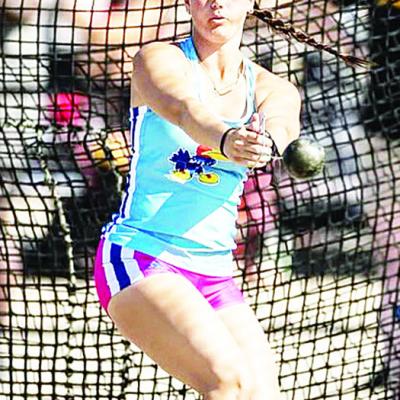 Former Clinton thrower Kat Meacham performs in the hammer throw event during a meet for KU this year. CDN | Courtesy Photo Former Clinton thrower Kat Meacham performs in the hammer throw event during a meet for KU this year. CDN | Courtesy Photo