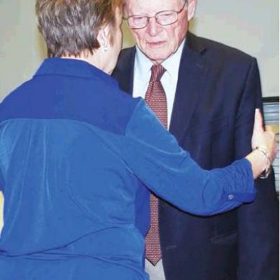 CDN | Gerald Green Judy Petry, president and general manager of Clinton-based Farmrail, has the ear of U.S. Sen. James Inhofe. Article Image Alt Text