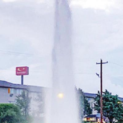 Water main break causes 50-foot geyser