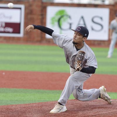 Clinton’s Christian Bermea pitches in relief during the Reds’ road game Monday against the Elks CDN | Sam Goodwyn CHS Reds baseball falls in a shutout to Elk City