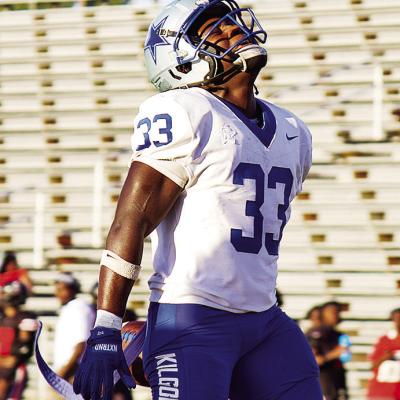 Former Clinton Red Tornado Zaedon Collins finishes a run for Kilgore College this season. CDN | Courtesy photo