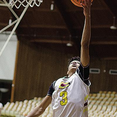 Clinton’s Titan Malone goes up for the layup during practice in the Tornado Dome. CDN | Sam Goodwyn