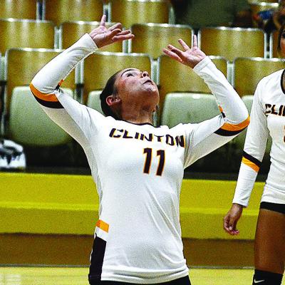 Clinton’s Ali Fuentes sets the ball during the Lady Reds’ JV game against Weatherford in the Tornado Dome. CDN | Sam Goodwyn Clinton’s Ali Fuentes sets the ball during the Lady Reds’ JV game against Weatherford in the Tornado Dome. CDN | Sam Goodwyn