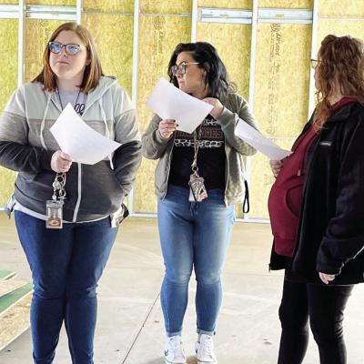 Taking a tour of their eventual classroom space are Southwest Elementary fourth-grade teachers, from left, Morgan Behrens, Davon Sambrano and Dakota Jackson. CDN | Courtesy photo Sneak peak
