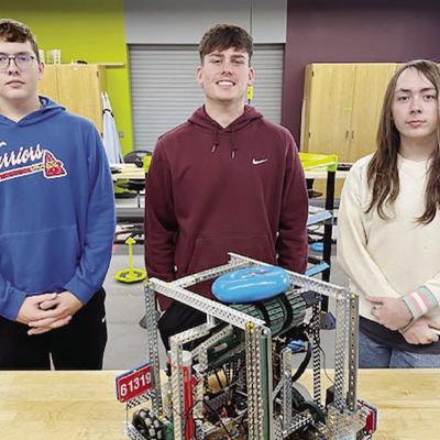 At an engineering competition involving robotics in El Reno, a team of three WTC students won the Innovate Award. From left are Keagan Lamb of Hammon, and Joel Badillo and Jacob Collier, both from Clinton. CDN | Courtesy photo At an engineering competition involving robotics in El Reno, a team of three WTC students won the Innovate Award. From left are Keagan Lamb of Hammon, and Joel Badillo and Jacob Collier, both from Clinton. CDN | Courtesy photo
