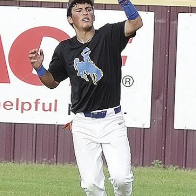 Arapaho’s Orsan Jubara catches a fly ball during the Indians’ road game against Clinton Tuesday. CDN | Sam Goodwyn Reds and Indians combine for 19 runs