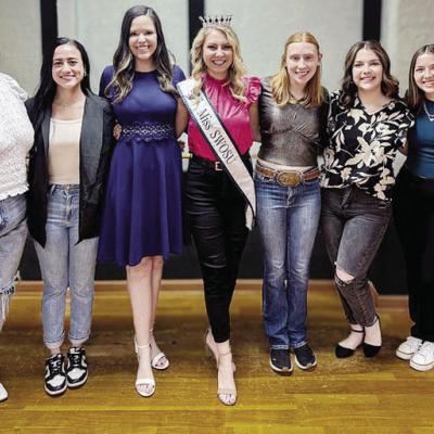 CDN | Courtesy photo SWOSU Scholarship Pageant contestants, from left, are Lauren Wicker, Maddie Owen, Gabrielle Clayton, reigning Miss SWOSU Mackynsie McKedy, Jessica Goucher, Mackenzie Brown, Sierra Stephens, and Mia Macias. Clinton student vying for Miss SWOSU
