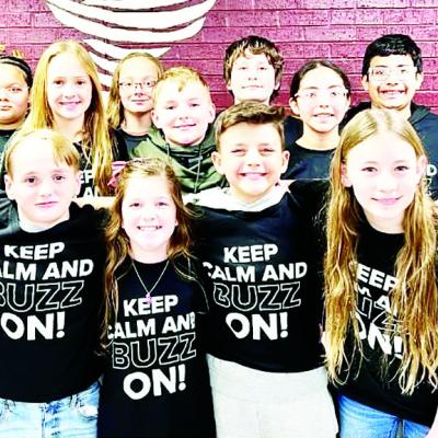 Washington Elementary hosted the Upper Elementary District Quiz Bowl tournament Wednesday and earned third place. In the front, from left, are Greer Ray, Tyton Ray, Maysen Mosburg, Cohen Bridges and Hannah Miller; second row, Moriah Potts, Leah Adams, Asa Whiz kids